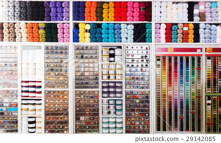 shelves with sewing supplies shelves with sewing supplies 29142085