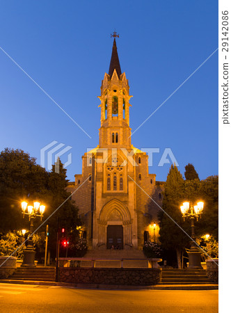 Evening view at Esglesia Major tower in Barcelona Evening view at Esglesia Major tower in Barcelona 29142086