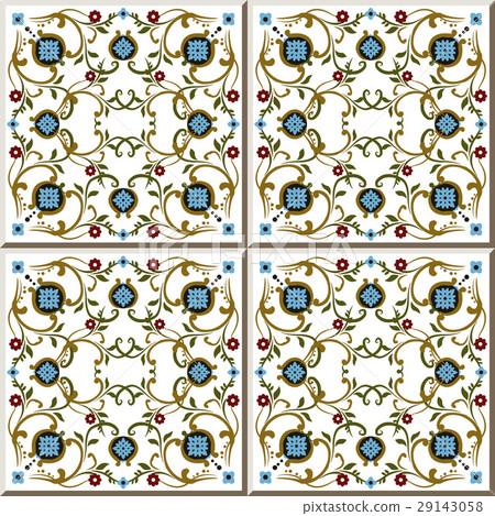 Ceramic tile botanic garden spiral cross flower Ceramic tile botanic garden spiral cross flower 29143058