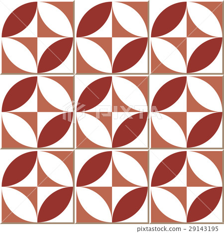 Ceramic tile red round square cross geometry 29143195