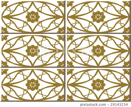 Ceramic tile golden round oval cross flower 29143234