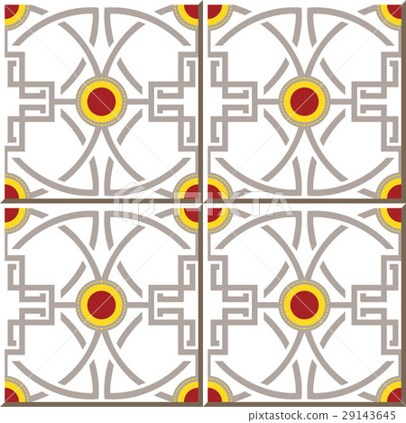 Ceramic tile pattern of round cross geometry line 29143645