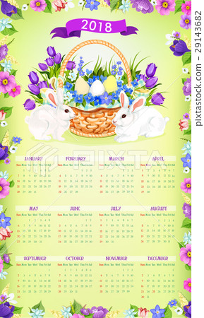 Easter paschal vector calendar 2018 template desgn 29143682