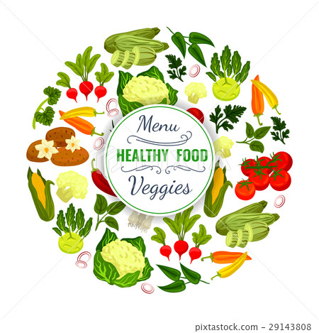 Vegetables or veggies food vector poster - Stock Illustration [29143808 ...