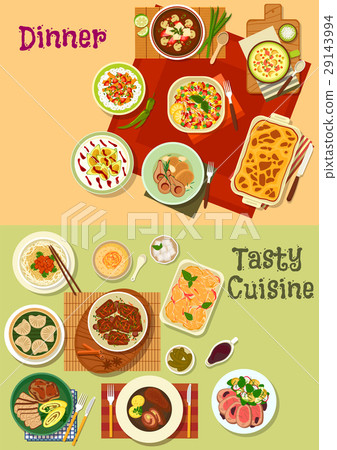 Restaurant dinner dishes icon for menu design 29143994