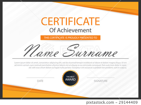 orange elegance horizontal certificate vector 29144409
