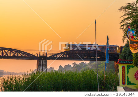 train passing River Kwai bridge 29145344