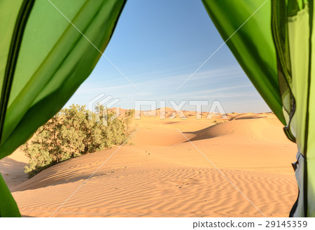 View from camp on sand dunes Merzouga, Morocco View from camp on sand dunes Merzouga, Morocco 29145359