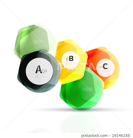 Glass color hexagons. Glossy plastic hexagon 29146288
