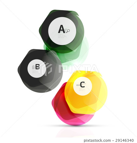 Glass color hexagons. Glossy plastic hexagon 29146340