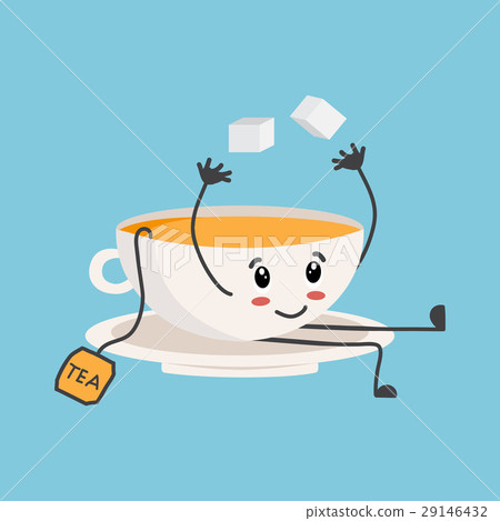 Funny tea with sugar, cartoon style vector. 29146432