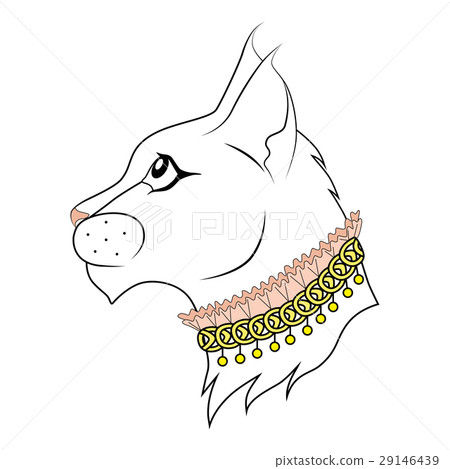Profile of white cat with tufts on the ears. 29146439