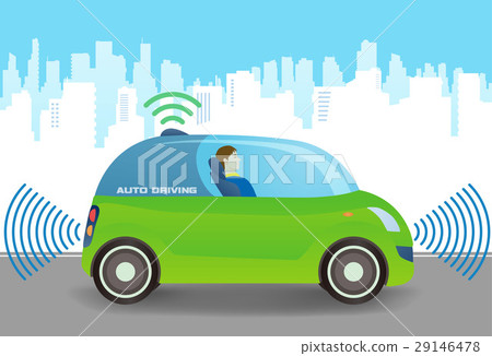 Driver to relax with automatic driving car 29146478
