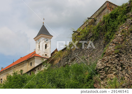 View of the Palanok Castle on the hill. Ukraine 29146541