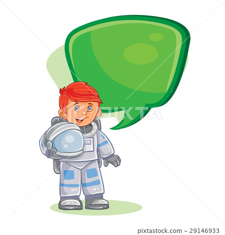 Vector icon of small child astronaut in a space 29146933