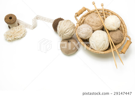 Brown yarns ball in the basket Brown yarns ball in the basket 29147447