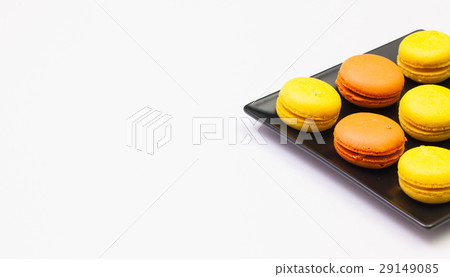 Traditional french colorful macarons on the plate Traditional french colorful macarons on the plate 29149085