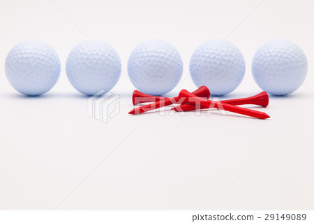 White golf balls and wooden tees White golf balls and wooden tees 29149089