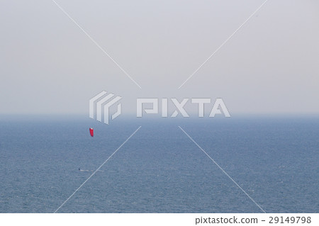 minimalism human scale lonely kite surfing at sea 29149798