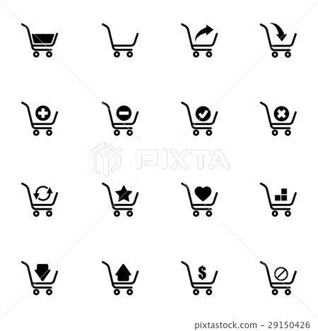 Vector black  shopping cart  icons set 29150426