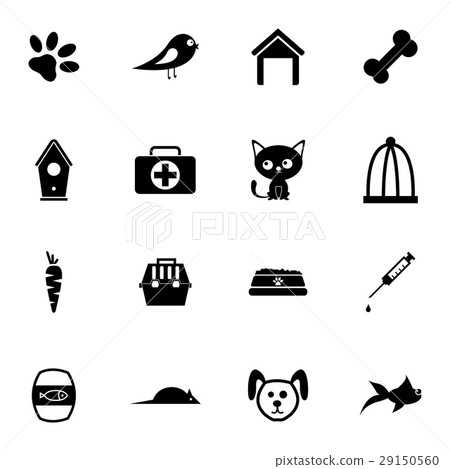 Vector black pet icons set Vector black pet icons set 29150560