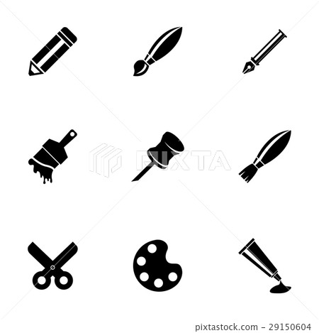 Vector black art tool icons set - Stock Illustration [29150604] - PIXTA