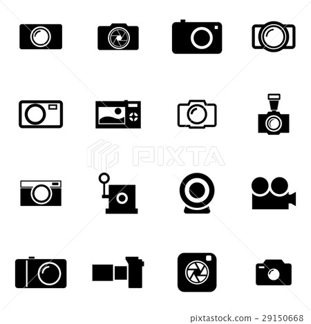Vector black camera icons set 29150668