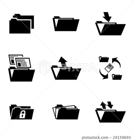Vector black folder icons set - Stock Illustration [29150693] - PIXTA