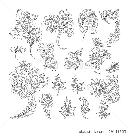 Vector set of swirl vintage ornaments for design 29151265