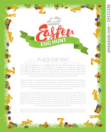 Easter Egg Hunt Invitation Flyer Design with Bunny 29151286