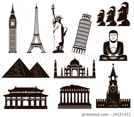 World landmarks silhouettes elements set. Vector World landmarks silhouettes elements set. Vector 29151421
