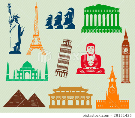 World landmarks silhouettes elements set. Vector World landmarks silhouettes elements set. Vector 29151425