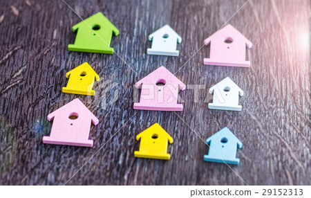 Miniature Symbol of Various Coloured Houses laying Miniature Symbol of Various Coloured Houses laying 29152313
