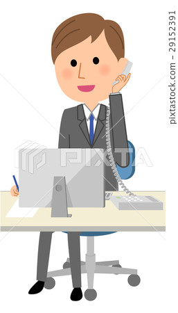 Businessman PC and phone 29152391