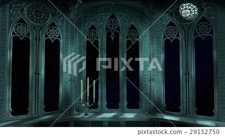 Gothic balcony in old castle 3d render background 29152750