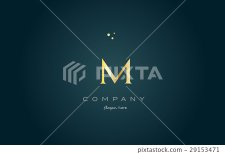 m gold golden luxury alphabet letter logo icon - Stock Illustration ...