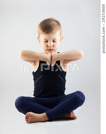 Yoga boy.child in the lotus position.meditation 29153609
