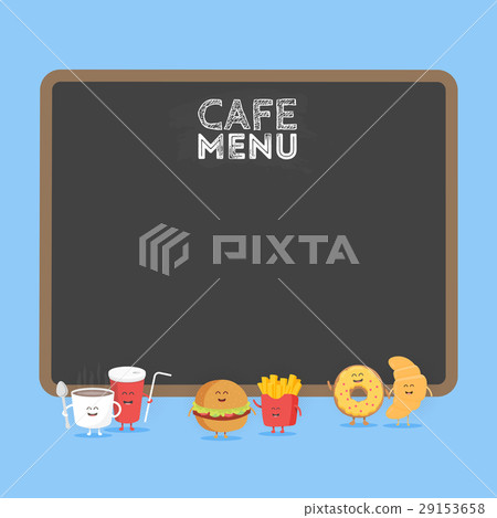 Funny cute fast food burger, soda, french fries Funny cute fast food burger, soda, french fries 29153658