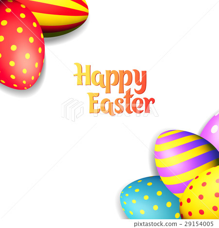 Happy Easter eggs and text on colored background - Stock Illustration ...