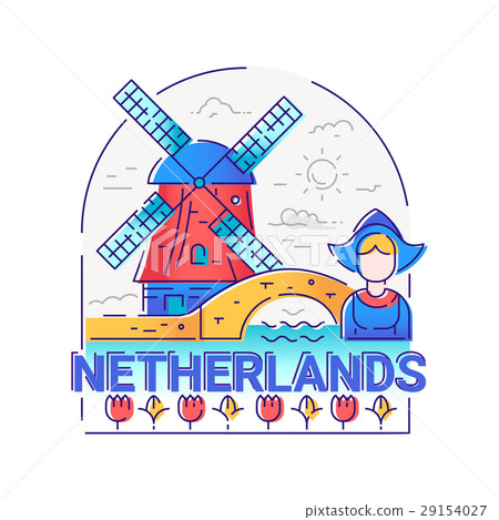 Netherlands - modern vector line travel 29154027