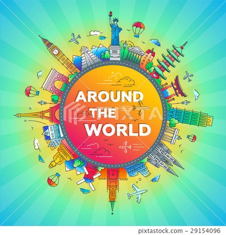 圖庫插圖: around the world - flat design travel composition