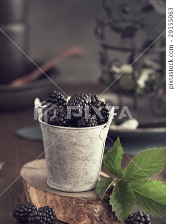 Small bucket of blackberry toned 29155063