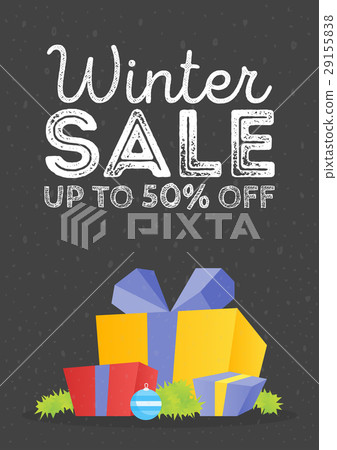 Winter sale poster design template or Gift Box Winter sale poster design template or Gift Box 29155838