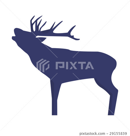 Standing deer silhouette on white background. Standing deer silhouette on white background. 29155839