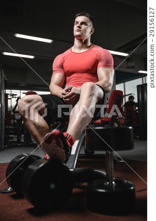 young man train in gym healthcare lifestyle sexy caucasian man 29156127