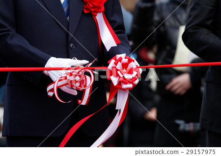 禮儀紅色和白色絲帶 29157975