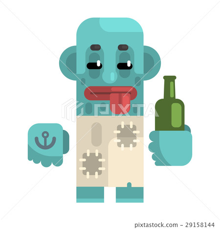 Drunk Alcoholic With Blue Skin Holding Wine Bottle 29158144