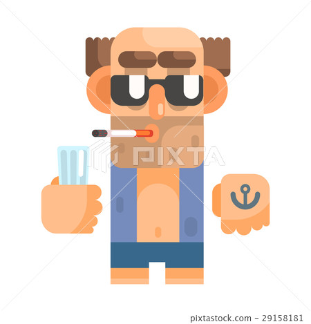 Unshaved Alcoholic With Anchor Tattoo And 29158181