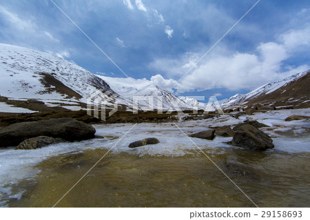 Along way at Khardung La Pass in Ladakh, India. 29158693