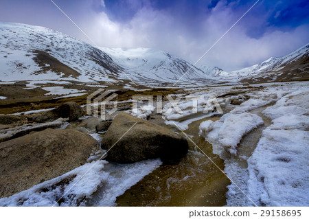 Along way at Khardung La Pass in Ladakh, India. 29158695